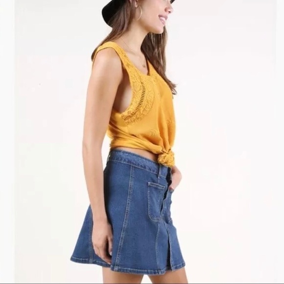 Altar'd State Snap Button Front Pockets Jean Skirt - Picture 8 of 9